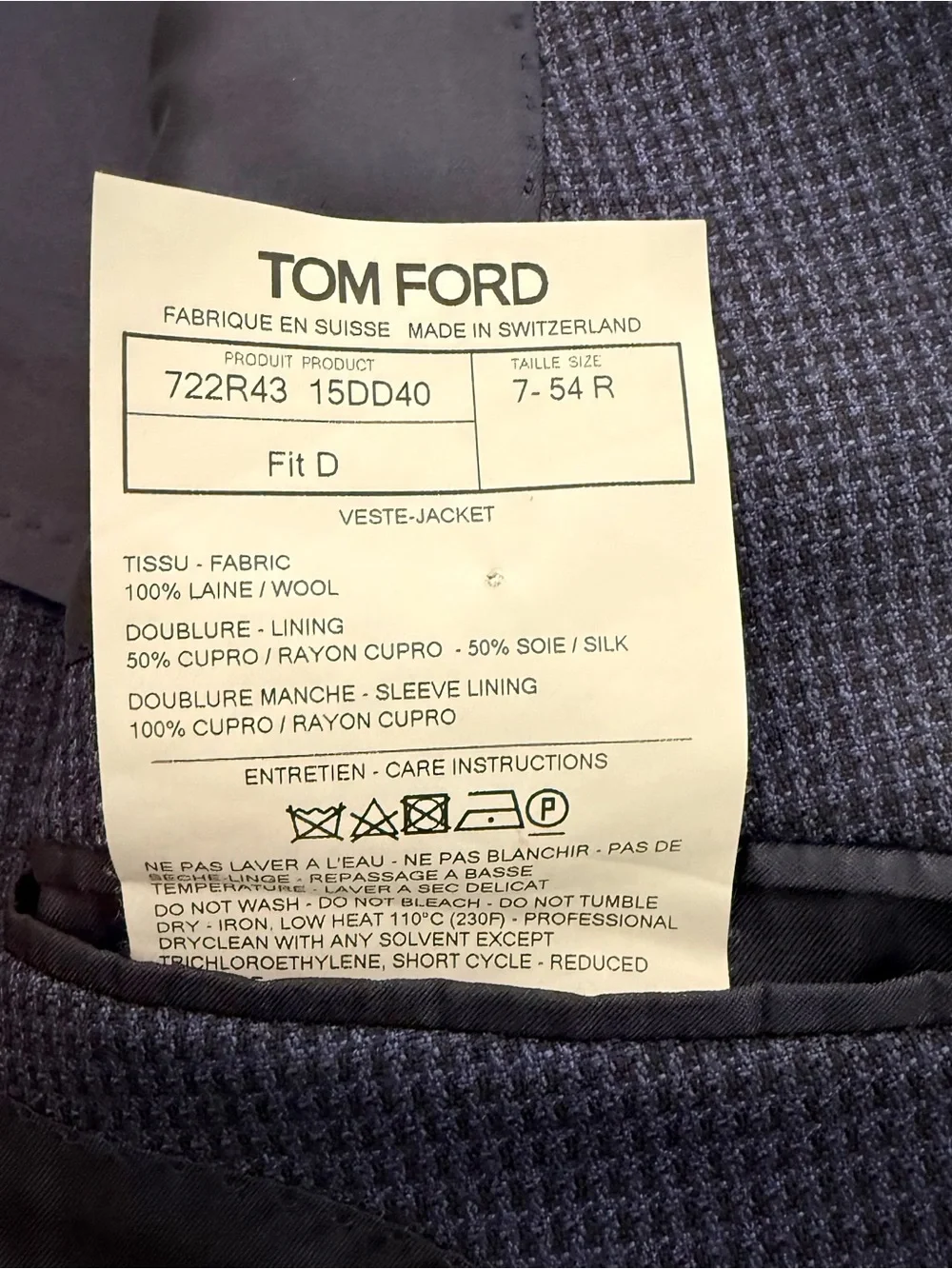 Tom Ford Textured Navy Peak Lapel Blazer | 44